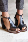 Sara | Tacones de Bloque con Correa en el Tobillo y Diseño Abierto