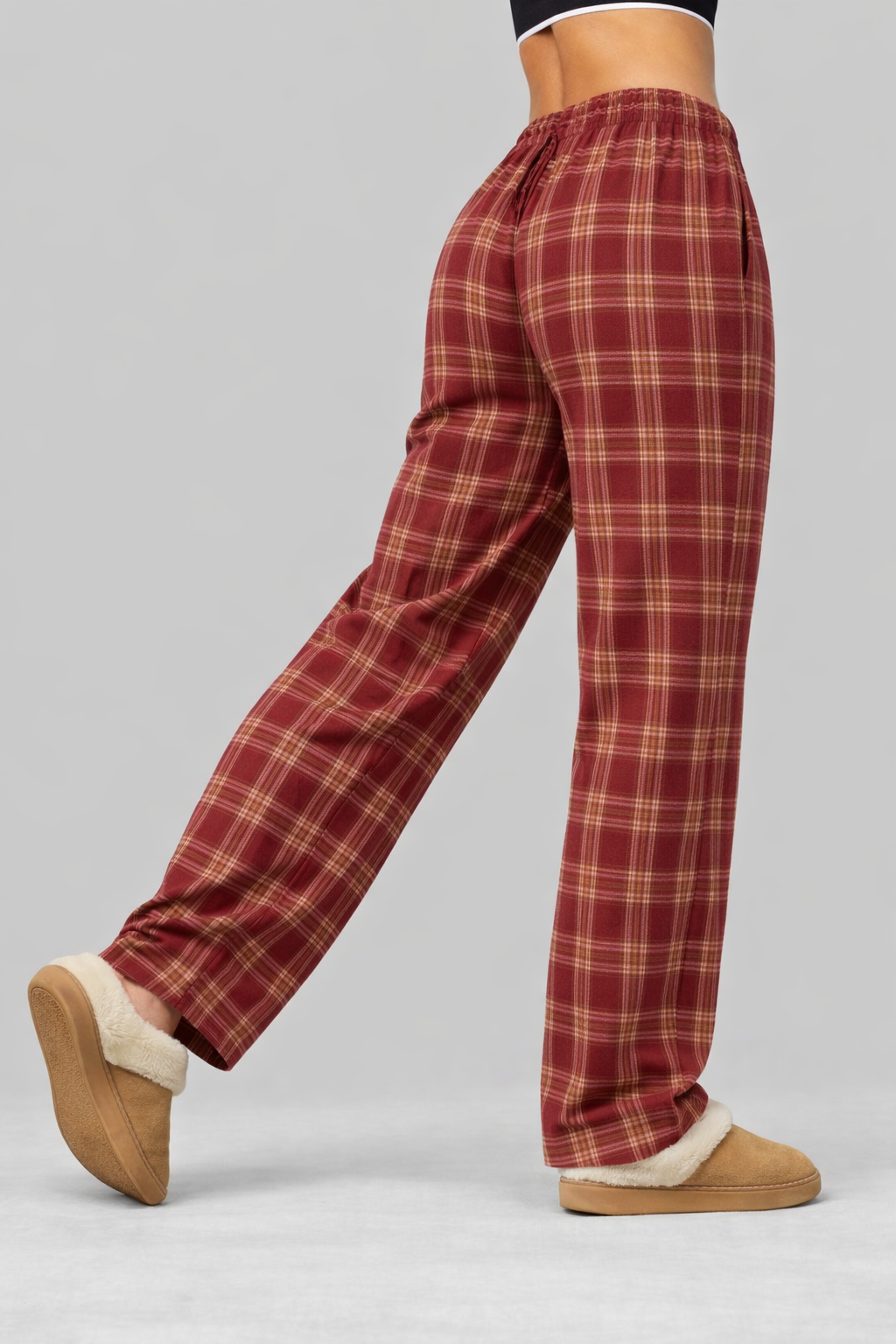 Eva | Pantalones casuales de cuadros para mujer, corte ancho y cintura elástica