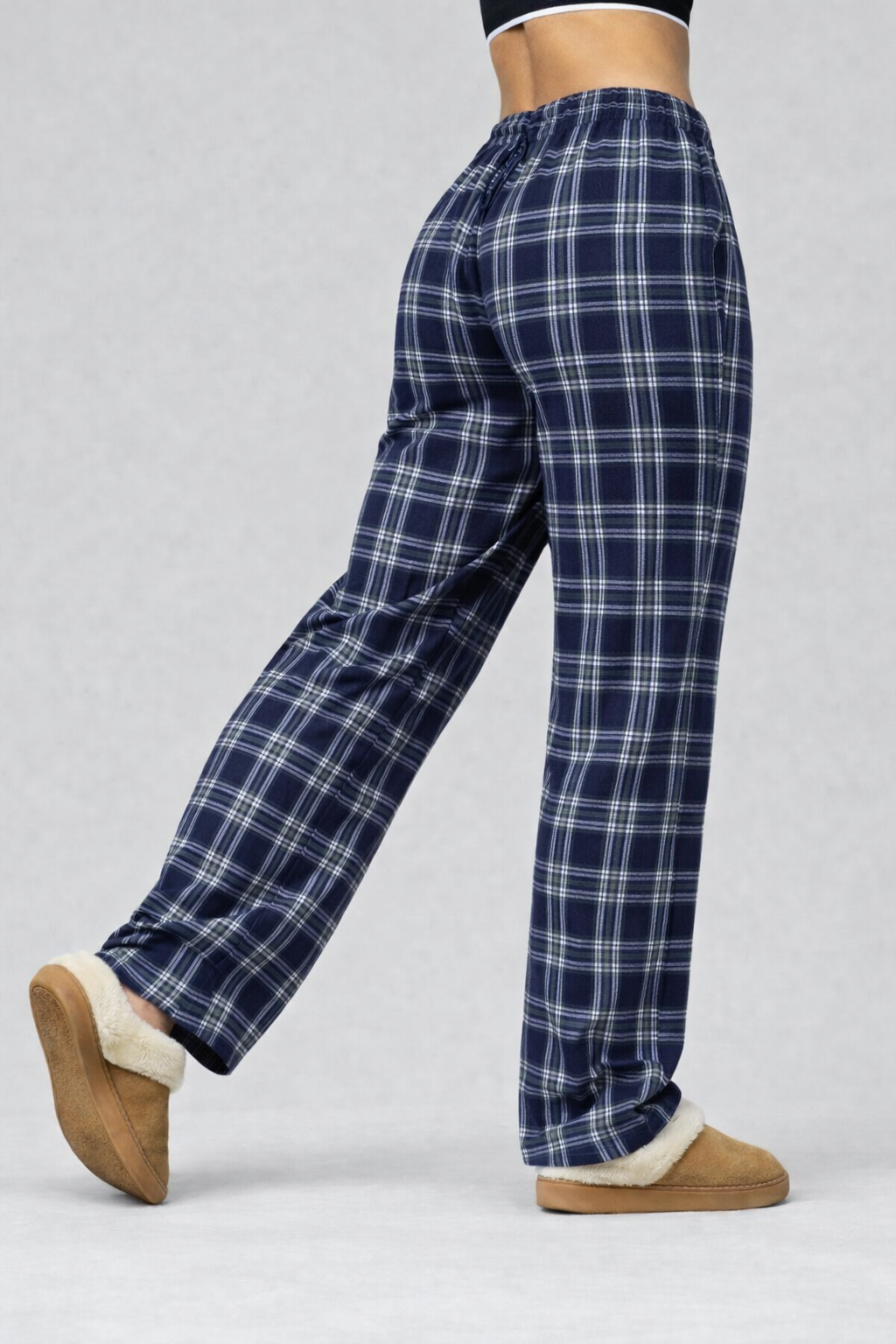 Eva | Pantalones casuales de cuadros para mujer, corte ancho y cintura elástica
