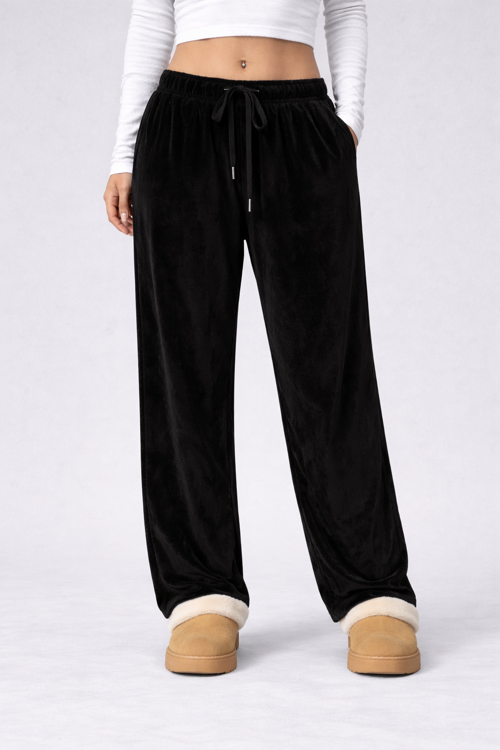 Lorenna | Pantalones de estar por casa cómodos para mujer, confeccionados en suave terciopelo