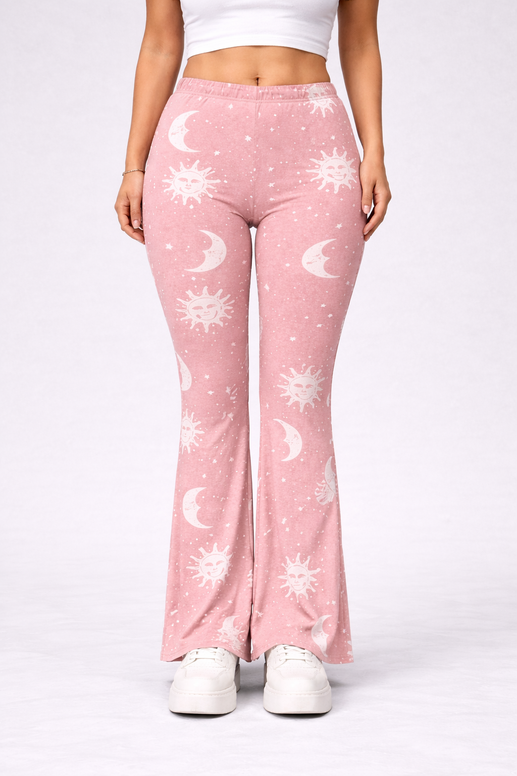 Luna | Pantalones bootcut para mujer con estampado de luna y sol