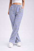Antonella | Pantalones de pierna ancha con rayas para mujer, cintura elástica y bolsillos prácticos