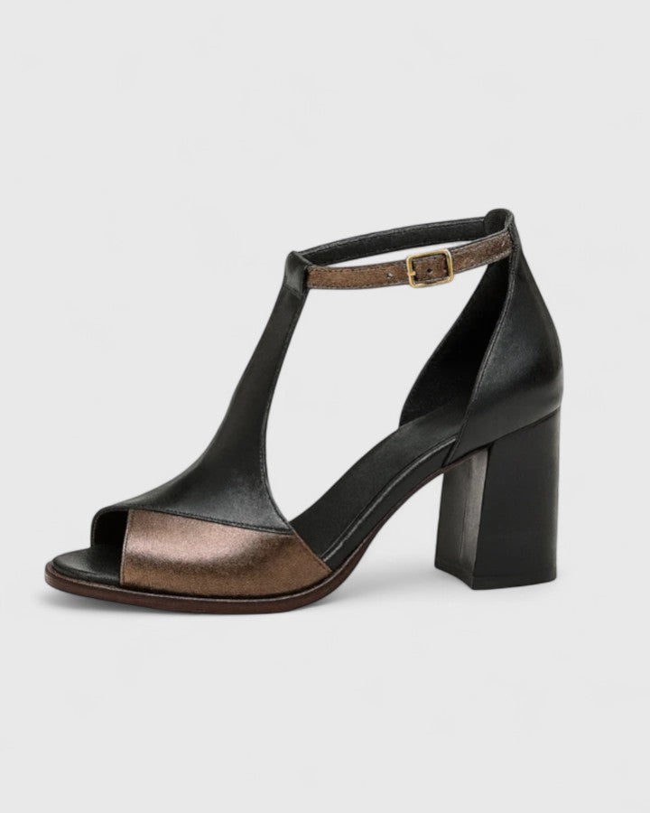Sara | Tacones de Bloque con Correa en el Tobillo y Diseño Abierto